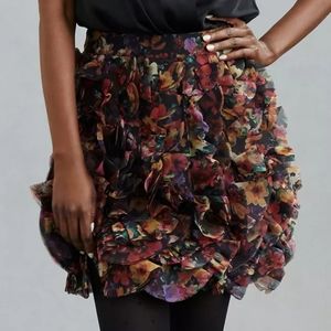 Anthropologie Geisha Designs Ruffled Mini Skirt